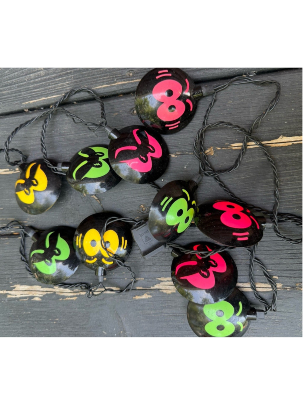 VTG EERIE EYES Spooky Blow Mold Halloween Easter Unlimited String Light 8 Foot